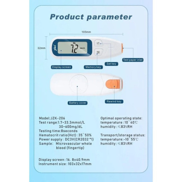 Глюкометр AND 5315 з точним вимірюванням рівня глюкози JZIKI JZK-206