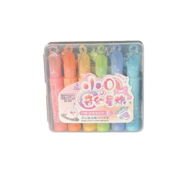 Творчий набір AND NO983-1 маркери 6 кольорів з ефектом блиску