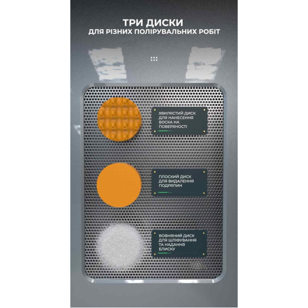 Акумуляторна полірувальна машинка для авто AND LY-987 з 3 дисками USB