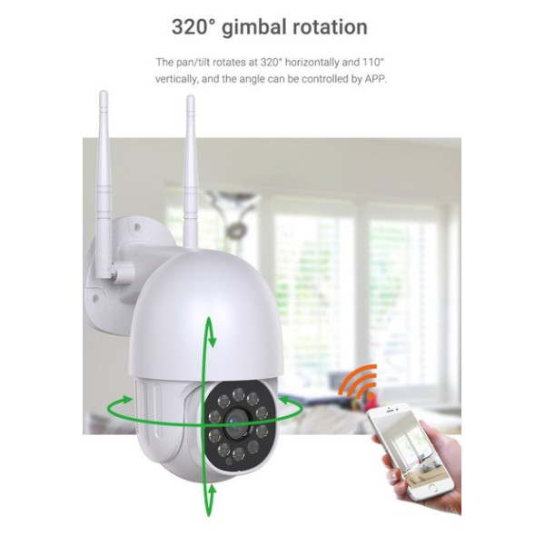 Уличная IP-камера PTZ Wi-Fi с поворотом 360° и аудио, модель AND V5 с ИК и LED подсветкой
