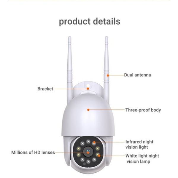 Уличная IP-камера PTZ Wi-Fi с поворотом 360° и аудио, модель AND V5 с ИК и LED подсветкой