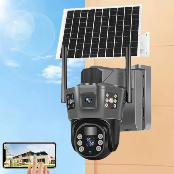 Уличная 6 МП IP камера Solar 4G PTZ TP18 с автономным питанием, цветная, с ИК и LED подсветкой, датчик движени