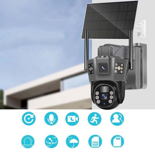 Уличная 6 МП IP камера Solar 4G PTZ TP18 с автономным питанием, цветная, с ИК и LED подсветкой, датчик движени