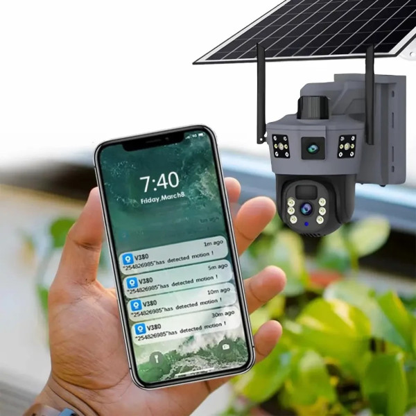 Уличная 6 МП IP камера Solar 4G PTZ TP18 с автономным питанием, цветная, с ИК и LED подсветкой, датчик движени