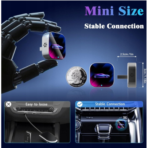 Бездротовий модуль CarPlay з підтримкою USB-A і Type-C AND Glay Dongle 2025