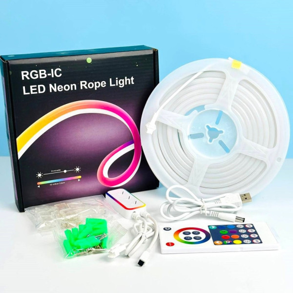 Светодиодная силиконовая лента RGB 2 м 12V с синхронизацией с музыкой для декора