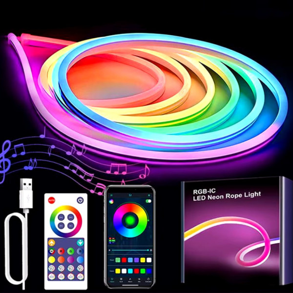 Светодиодная силиконовая лента RGB 2 м 12V с синхронизацией с музыкой для декора