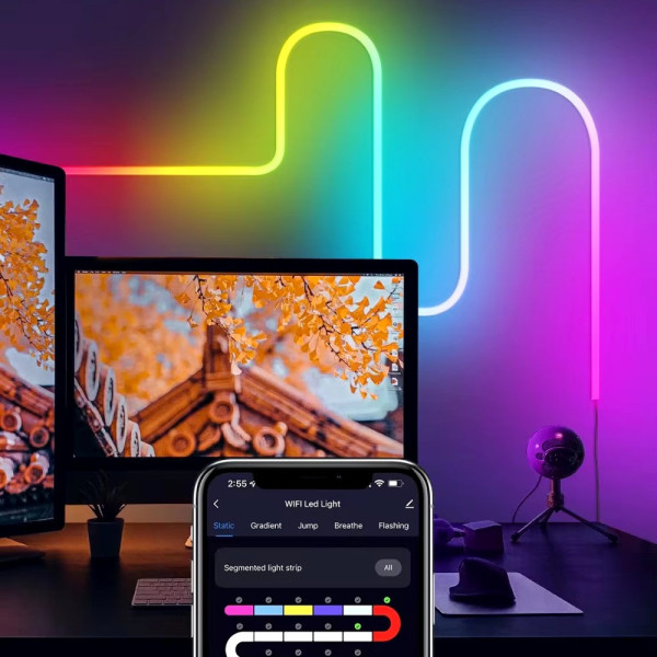 Светодиодная силиконовая лента RGB 2 м 12V с синхронизацией с музыкой для декора