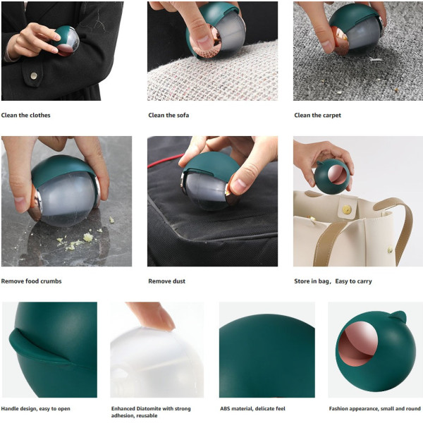 Багаторазовий липкий ролер MAG-725 для одягу, видалення шерсті Travel Cluer, зелений