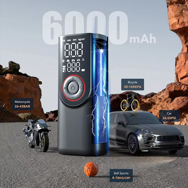 Компрессор электрический ATJ-9566 150 PSI с аккумулятором и цифровым дисплеем, ручной насос