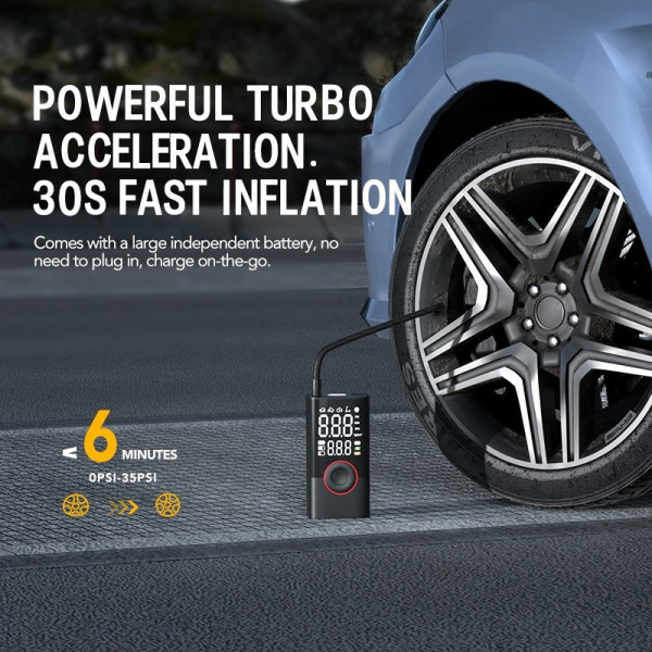 Автокомпрессор универсальный 12V с электронным дисплеем, однопоршневой, ручной и аккумуляторный насос
