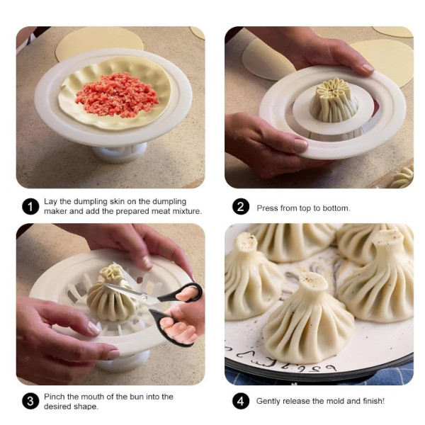 Аппарат для лепки хинкали и пельменей Khinkali Maker с пластиковым корпусом, ручное приспособление