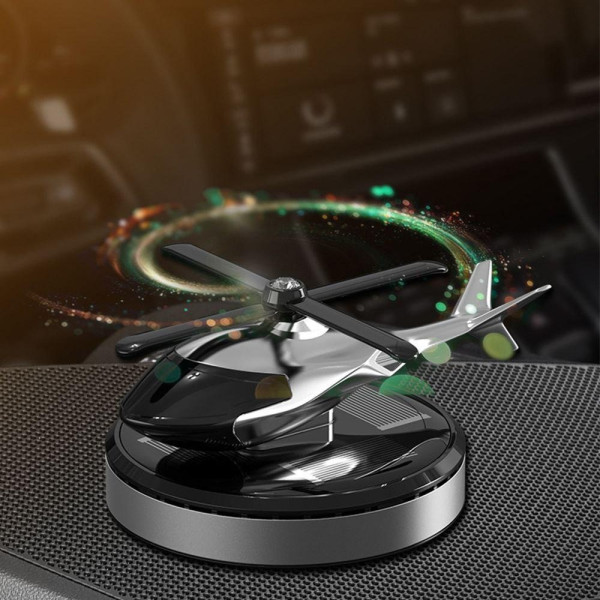 Ароматизатор автомобільний багаторазовий із сонячною панеллю у формі вертольота чорний