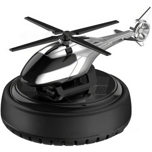 Ароматизатор автомобільний багаторазовий із сонячною панеллю у формі вертольота чорний