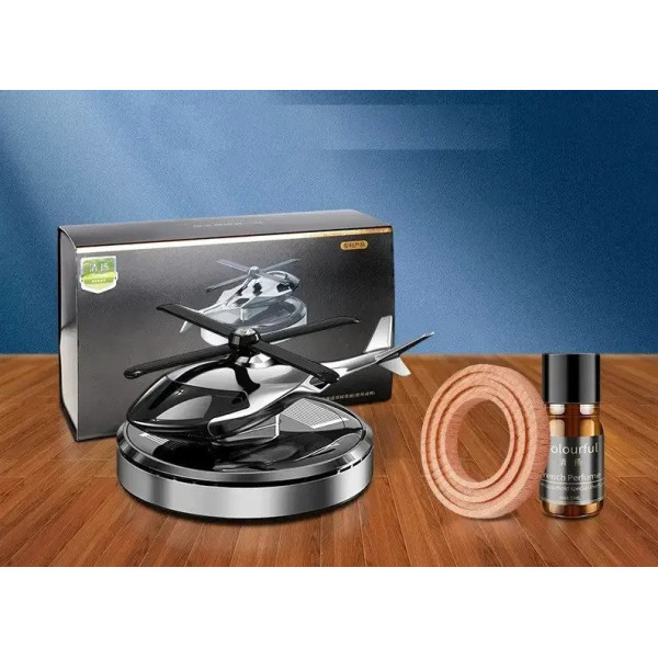 Ароматизатор автомобільний багаторазовий із сонячною панеллю у формі вертольота чорний