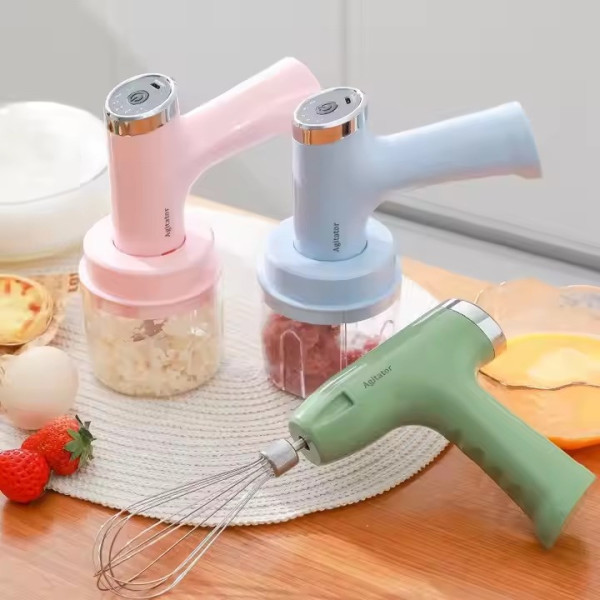 Ручной аккумуляторный миксер Agitator RD-138 с 5 скоростями и USB-подзарядкой, 2 насадки