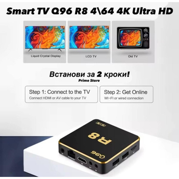 Смарт-ТБ пристрій X98H PRO 4/64 ГБ, Android 12, Wi-Fi 6, 4K HDR, HDMI і Bluetooth