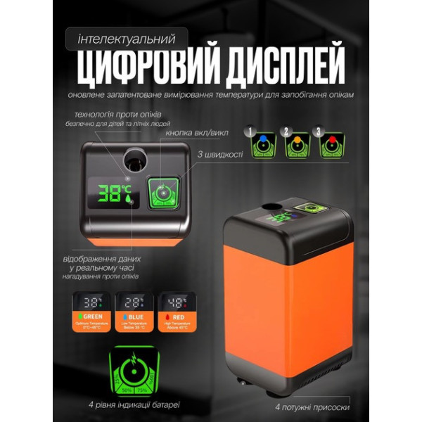 Переносной аккумуляторный душ SHOWER-7200T с дисплеем и контролем температуры для автомобиля и туризма