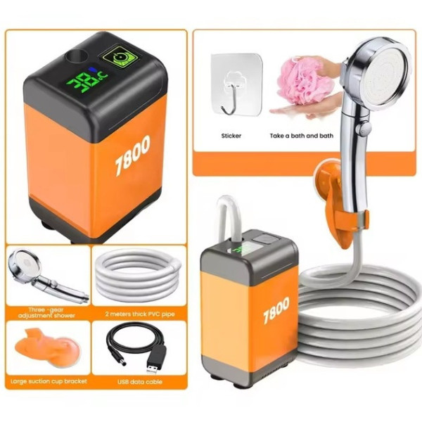 Душ переносний SHOWER-7200T акумуляторний з дисплеєм і контролем температури