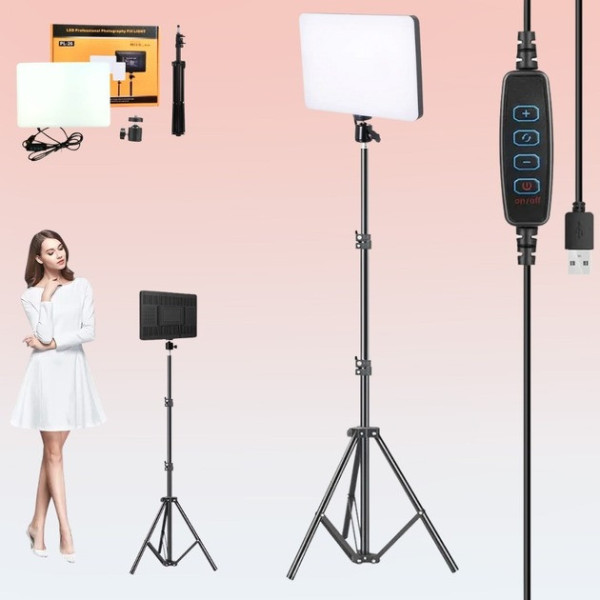 Прямокутна LED-лампа з регульованою яскравістю й штативом 2 м для фото та відео