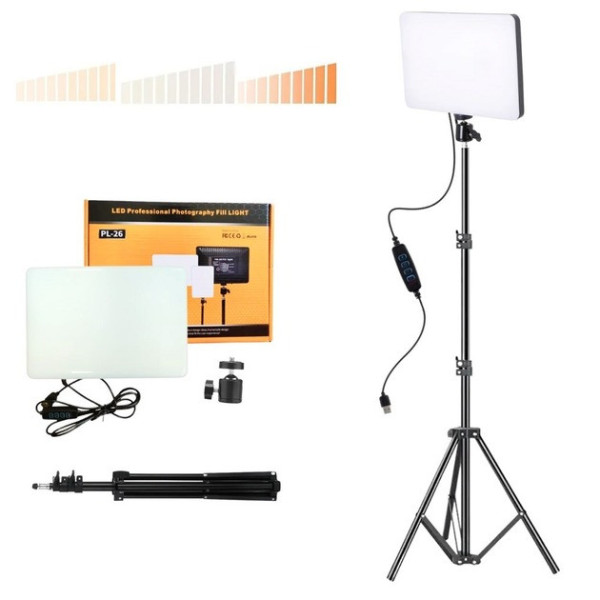 Прямокутна LED-лампа з регульованою яскравістю й штативом 2 м для фото та відео
