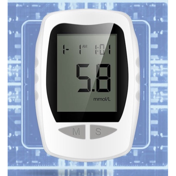 Пристрій для контролю цукру з пам'яттю на 180 результатів, комплект тест-смужок і ланцетів