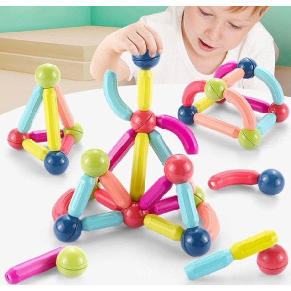 Магнітний набір Magnetic Sticks на 25 предметів, пластикові фігурки в переносному кейсі