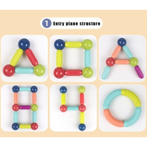 Магнітний набір Magnetic Sticks на 25 предметів, пластикові фігурки в переносному кейсі