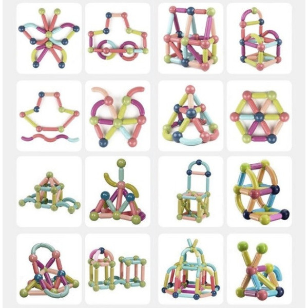 Магнітний набір Magnetic Sticks на 25 предметів, пластикові фігурки в переносному кейсі