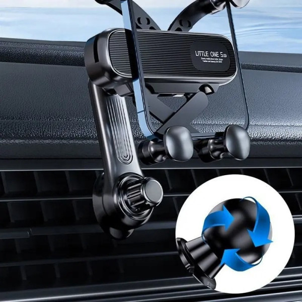 Зручний автотримач для телефона Little One 5, кріплення на повітропровід, поворотний, гравітаційний, чорний