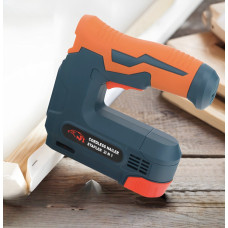 Електростеплер F10 2в1 акумуляторний із набором скоб і цвяхів для ремонту