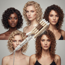 Шипці плоска для волосся потрійна хвиля Geemy GM-1988 потрійна плойка