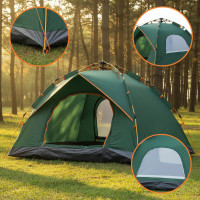 Автоматичний намет 4-місний 210x200x135 см для кемпінгу та туризму, зелений