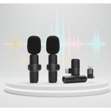 Петличний мікрофон K9+ Wireless Lavalier з перехідниками Lightning TypeC Чорний