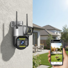 Вулична камера відеоспостереження V380 4G з подвійним об'єктивом