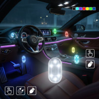 Світильник акумуляторний RGB 2 штуки для салону авто, автономне освітлення підвісна магніт лампа нічник