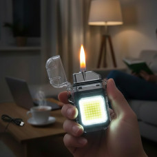 Запальничка електроімпульсна спіральна USB з ліхтариком із захистом від вологи 9258