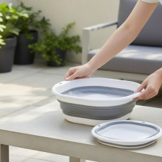 Компактний тазик складаний 10 л силіконовий таз для дому та ванної Сірий