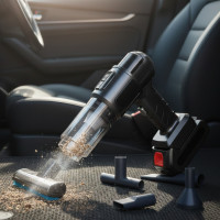 Автомобільний пилосос Vacuum Cleaner 9997, акумуляторний, HEPA-фільтр, 6 насадок, для дому та авто