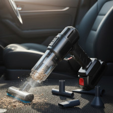 Автомобільний пилосос Vacuum Cleaner 9997, акумуляторний, HEPA-фільтр, 6 насадок, для дому та авто