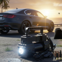 Портативний автомобільний компресор із цифровим дисплеєм, LED-ліхтариком і автовимкненням для шин і м'ячів