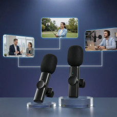 Петличний мікрофон Комплект 2 шт. K11 Wireless Lavalier з адаптером Lightning Чорний