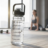 Пластикова пляшка для води 2 л для спорту й активного відпочинку Чорна