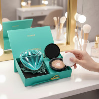 Тональний кушон Drawshe Emerald Crystal Glow зволожувальний, триколірний, із замінним блоком, 24 г