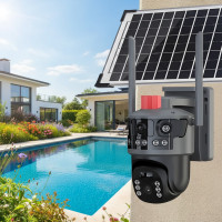 Поворотна автономна вулична IP-камера 12 МП 4G PT 360° із сонячною панеллю, нічне бачення