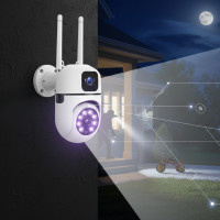 Поворотна вулична Wi-Fi камера Dual Lens E10 8MP 4K з нічним баченням і двостороннім зв'язком