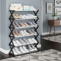 Полиця для взуття Shoe Rack на 6 полиць складана Чорна