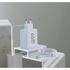 Універсальний зарядний пристрій GaN 65W TRG-185 з функцією швидкого заряджання біле