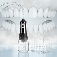 Іригатор L10 Portable 300 мл 5 насадок для чищення зубів Чорний