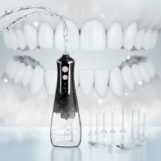 Іригатор L10 Portable 300 мл 5 насадок для чищення зубів Чорний